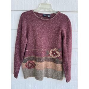 Allison Daley Floral Sweater Small knit